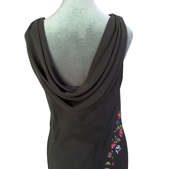 Alex Evenings Gown, Layered, Sleeveless, Open Back, Flowy, Black - Picture 4 of 10